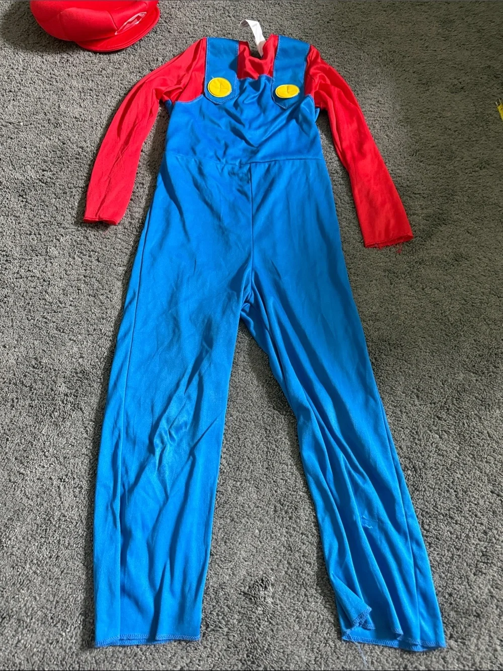 Disguise Kids Blue and Red  Mario Costume with Yellow Buttons
